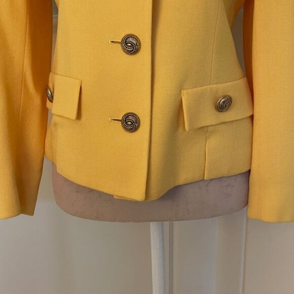 Vintage 1980's Pure Wool Statement Power Blazer Herbert Grossman Gold Buttons 4P - Picture 3 of 11